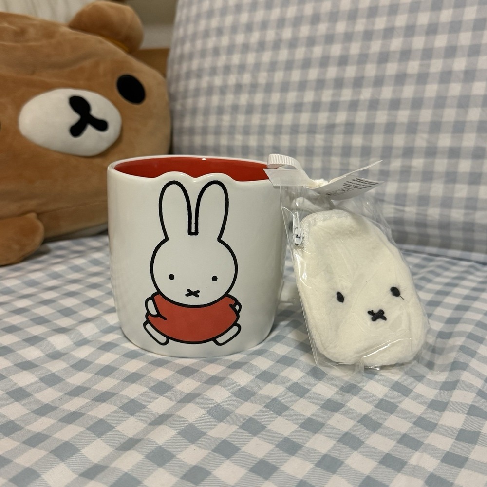 NEW Miffy By Magenta CUTE MUG Double sided with Mini Purse Pouch White Orange